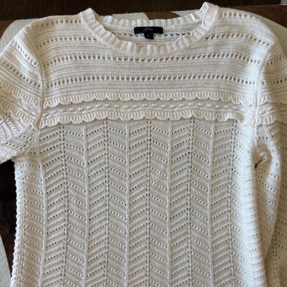 J. Cream Ruffled Sweater